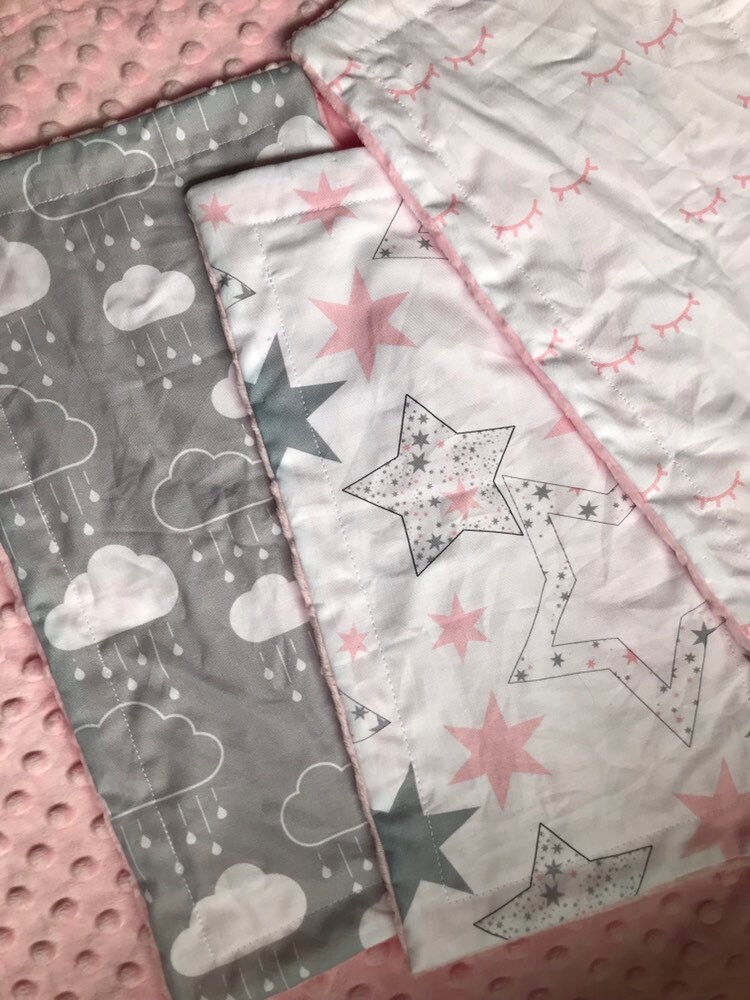 Girl Crib Bedding Stars Clouds Moons Crib Bedding Baby Etsy