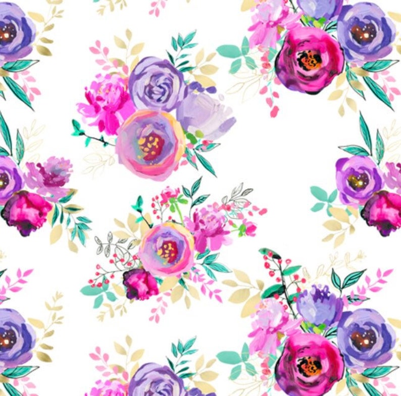 purple floral crib bedding