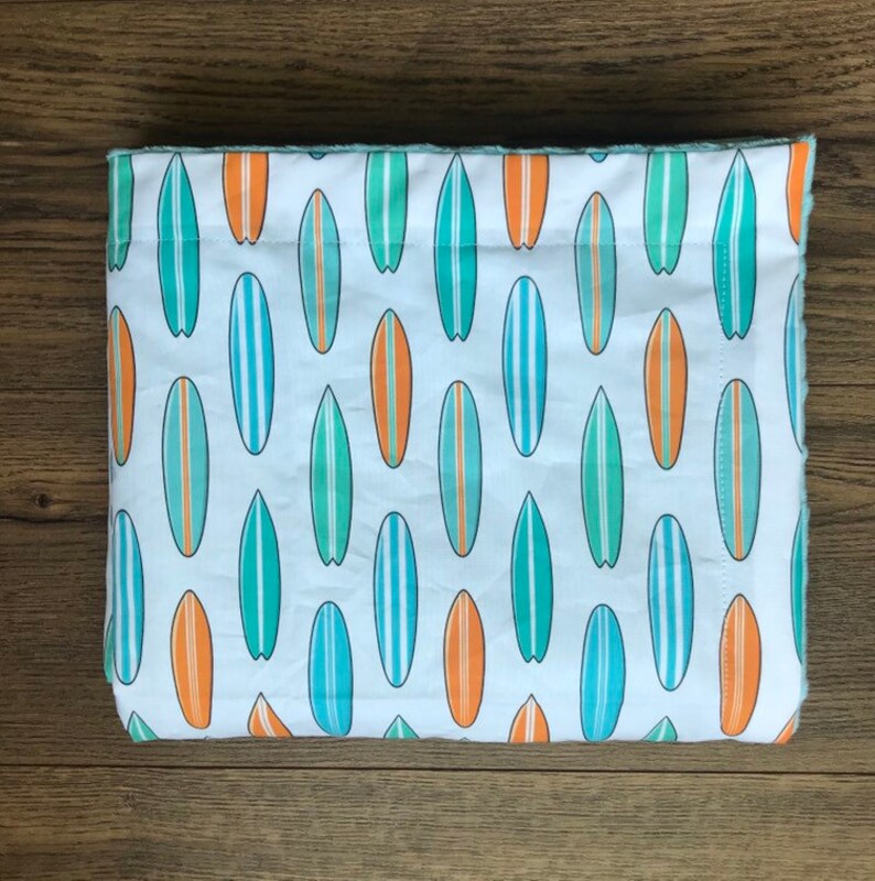 Tropical Surfer Baby Blanket Surf Board Minky Blanket Etsy