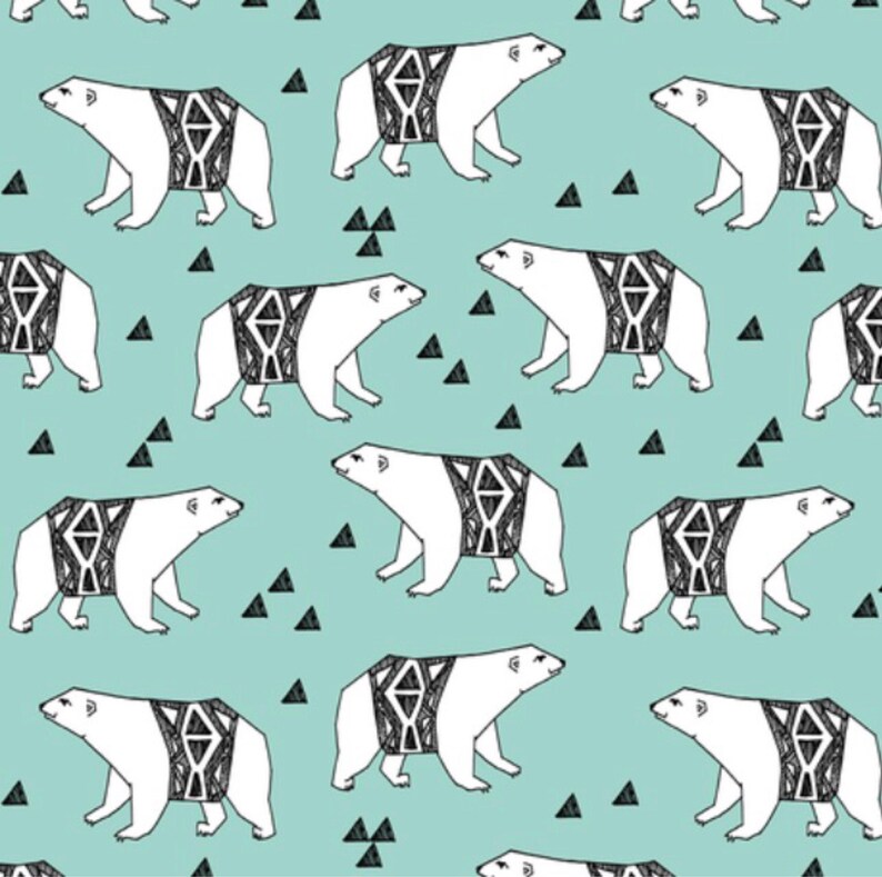 Arctic Animal Baby Bedding Set Black Mint & White Baby Crib Etsy