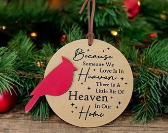 Cardinal Memorial Ornament, Christmas in Heaven Ornament, Cardinal Sympathy Gift, In Memory, Personalized Remembrance Gift, Bereavement Gift