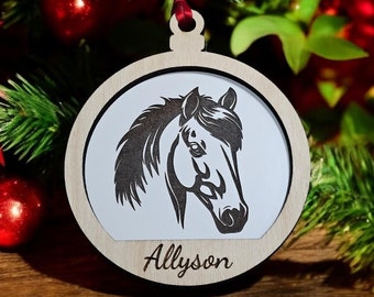 Horse Ornament Personalized, Equestrian Horse Ornament, Horseback Riding Ornament, Custom Girls Christmas Ornament, Gift for Horse Lover