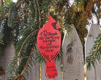 Cardinal Memorial Ornament, Red Cardinal Christmas Ornament, Remembrance Ornament, Memory Ornament, Memorial Gift, Gift for Grief and Loss