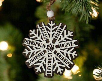 Personalized Snowflake Ornament, Custom Snowflake Christmas Ornament, Family Christmas, Holiday Ornament, Family Ornament, Personalized Gift