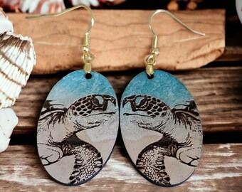 Sea Turtle Earrings, Sea Turtle Jewelry, Sea Life Jewelry, Turtle Earring, Sea Animal Earrings, Gift for beach lover, gift for ocean lover