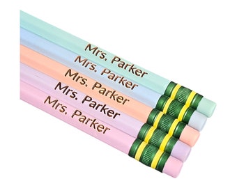 Personalisierte Lehrer Bleistifte, benutzerdefinierte Pastell Bleistifte, Zurück zu Schulbedarf, Ticonderoga Bleistifte, Bleistift mit Gravur Name, Geschenk für Lehrer