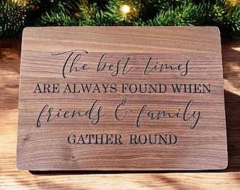 Family Gather Walnut Cutting Board, Family Charcuterie Board, Engraved Cheese Board, Serving Board, Family Gift, Gift for Hostess, Christmas