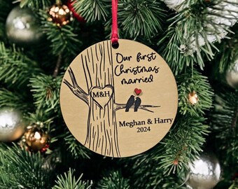Personalized First Christmas Married Ornament, Our First Christmas Married Ornament, 2024 First Christmas, Bride Gift, Gift for Newlyweds