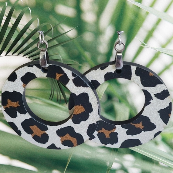 Leopard print hoop earrings deals