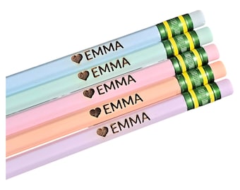 Personalisierte Herz Name Bleistifte, Benutzerdefinierte Pastell Bleistifte, Zurück zu Schulbedarf, Ticonderoga Bleistifte, Geschenk für Schüler