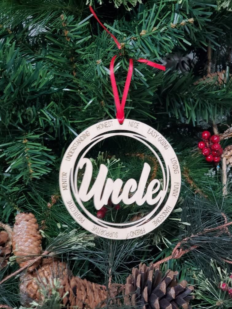 Uncle Christmas Ornament, New Uncle Gift, Laser engraved wood ornament, Promoted to Uncle, Gift for Uncle