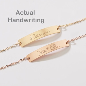 Bracelet d'écriture personnalisée - écriture manuscrite réelle - Signature commémorative - Note manuscrite pour enfants - CADEAUX POUR LA FÊTE DES MÈRES - Or-Rose-Argent-CG250B