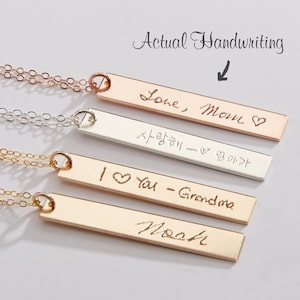 Handschriftketting-echte handschriftsieraden-meerdere balken-gepersonaliseerde herdenkingshandtekening-handgeschreven noot voor kinderen-goud-roze-zilver-CG261N