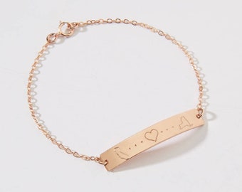 Sate to State Love Engraved Bracelet-Long Distance Relationship-Wedding-Best Friend-Going Away Gift-College-14k GF,Rose,Silver-CG312B