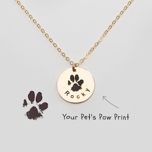 Dog Paw Necklace with a name-Custom Dog Paw Print Necklaces-Personalized Actual Cat Dog Nose Print Jewelry-Memorial Loss-Pet Gift-CG363N58