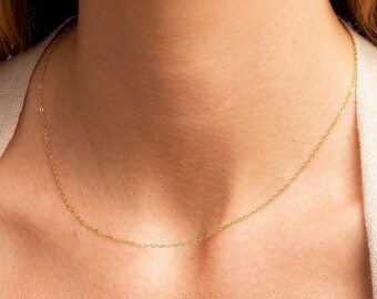 Thin Gold Chain - Cable Chain Necklace - Delicate Layering Necklace - Choker - 14K Gold Filled, Rose Sterling Silver 1.2 mmm - CG202N