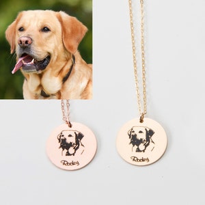 Custom Dog Portrait Necklace-Personalized Pet Photo Jewelry-Engraved Dog Cat-Memorial Loss-Pet Lover-Animal Adoption-Birthday Gift-CG362N_34 image 1