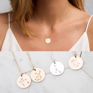 Zodiac Constellation Necklace - Astrology Jewelry- Custom Zodiac Sign- Stars-Christmas Gift-14k Gold Filled,Rose,Sterling Silver-CG329N_5_8