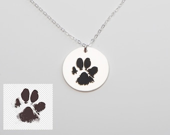 Custom Dog Cat Paw Nose Print Necklace-Personalized Pet Jewelry-Engraved -Memorial Loss-Pet Lover-Animal Adoption-Birthday Gift-CG364N_34