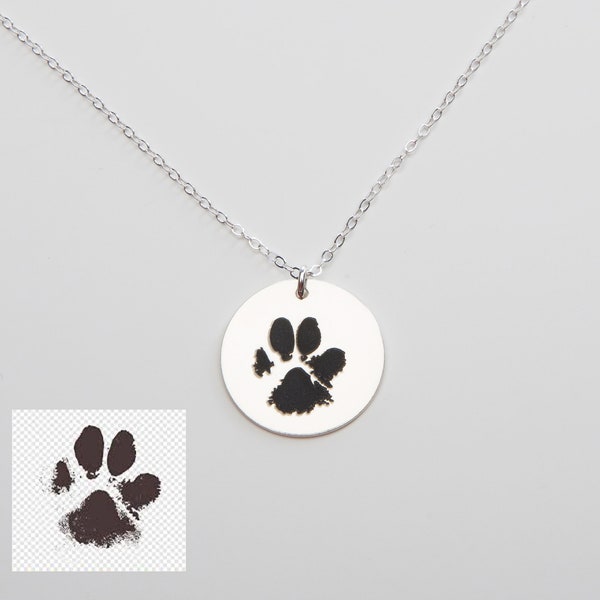 Custom Dog Cat Paw Nose Print Necklace-Personalized Pet Jewelry-Engraved -Memorial Loss-Pet Lover-Animal Adoption-Birthday Gift-CG364N_34