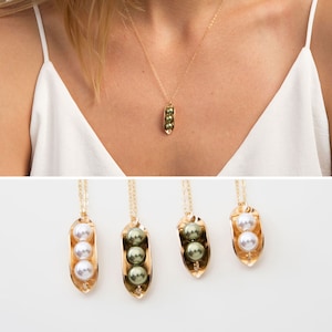Peas in a Pod Necklace, Twins Triplets Jewelry, Unique Gift  for Mom Sister Best Friends, Christmas Mother&#39;s Day, Gold Rose Sterling Silver