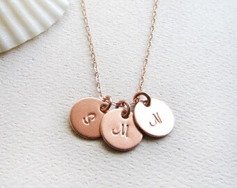 Personalized Small Round Disc Necklace - 3/8 inch - Gold Filled, Rose Gold Filled & Sterling Silver - CG205N