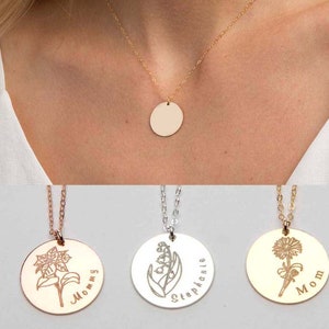 Christmas Gift Personalized Custom Jewelry 14k Gold Filled Mom CG400N_58 Children Sterling Silver, Birthday Birth Month Flower Necklace 14k Rose Gold Filled