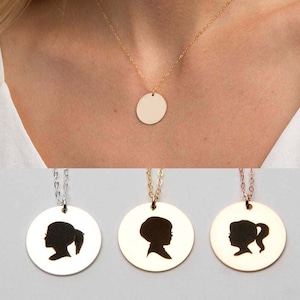 Custom Child Silhouette Necklace for Mom-Engraved Name Gold Silver Rose Gold 14k Gold Filled-Children Mother&#39;s Day Christmas Gift-CG406N_34