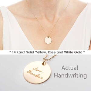 Collar con escritura a mano personalizada en oro macizo de 14 quilates, múltiples colgantes escritos a mano, firma conmemorativa personalizada, dibujo para niños, CG355N