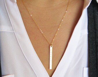 gold bar necklace etsy