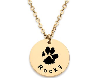 Personalized Dog Paw or Nose Print Necklace for Women - Mom - Pet Memorial Dog Cat Paw Jewelry - CGN1072.