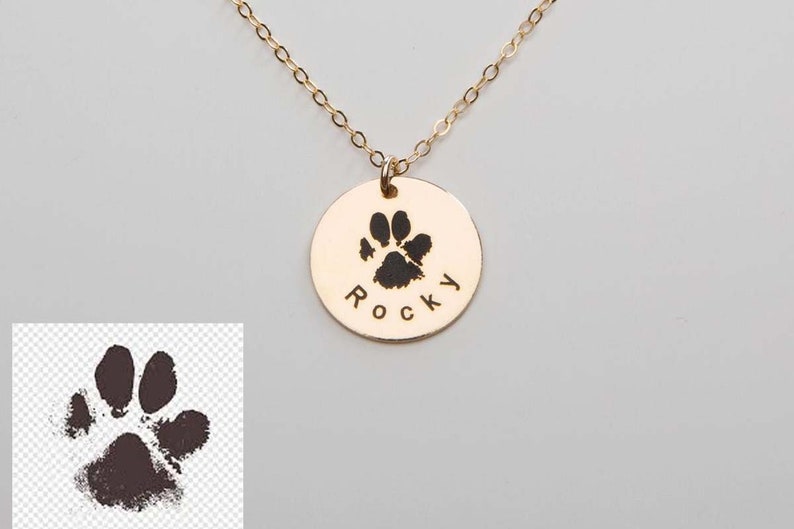 Paw Print Necklace-Pet Lover Gift-Personalized Dog Cat Nose Paw Print Jewelry-Engraved Name-Memorial Loss-Animal Adoption-Christmas-CG363N58 