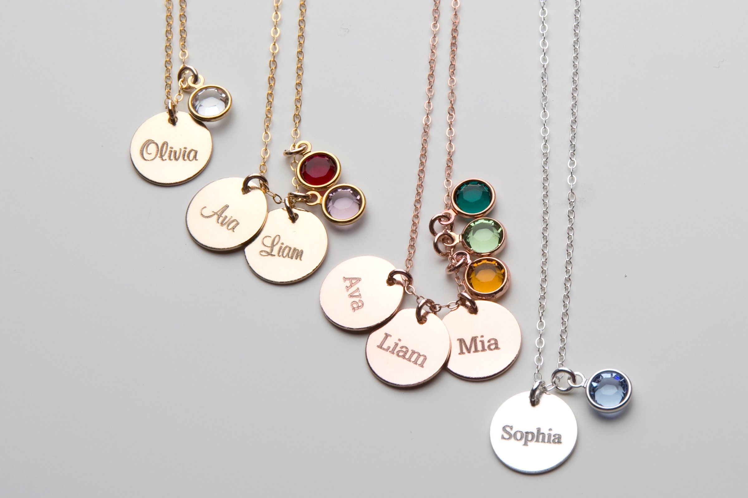 Mothers Day Gift-For Mom Grandma Jewelry Mommy Necklace-Personalized Birthstone Custom Kids Name-Gold Filled,Rose Sterling Silver-CG423N_0.5