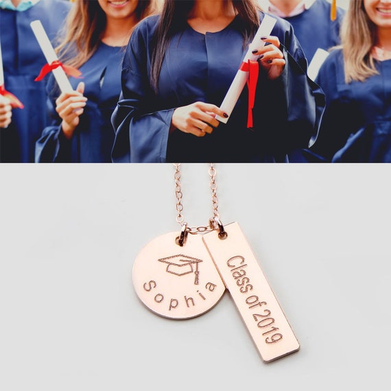 14k Gold Year and Name Graduation Round Pendant Charm 14k Gold Year and Name Graduation Round Pendant Charm