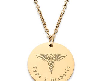 Medical Alert Necklace - Custom Medical ID Jewelry - Personalized - 18K Gold Plated - 18K Rose Gold Plated - CGN1045.