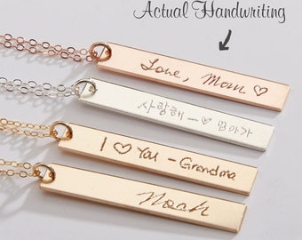 Mother's Day Gift-Custom Actual Handwriting Necklace-Personalized Memorial Signature Jewelry-Kids-Easter For Mom-Gold-Rose-Silver CG247N