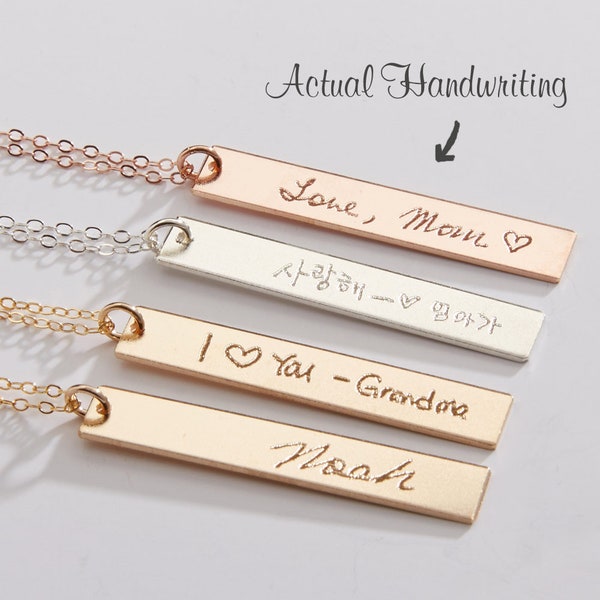 Mother's Day Gift-Custom Actual Handwriting Necklace-Personalized Memorial Signature Jewelry-Kids-Easter For Mom-Gold-Rose-Silver CG247N