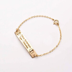 Medical Alert Bracelet-Custom Medical ID-Personalized Gold Bar Engraved-14K Gold Filled-Rose-Sterling Silver-CG289N_1.5X0.25 image 2