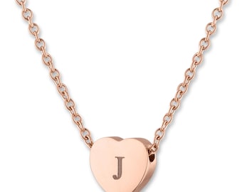 Heart Initial Necklace for Girls Teens Women Mom, A-Z Alphabet Letter 18k Plated Gold, Rose Gold, Silver, Adjustable Choker - CGN1034.