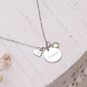 Personalized Name Necklace with Birthstone, Sweet 16 Gift for Daughter, 10th 12th 13th Birthday Gift for Granddaughter, Custom Gold Jewelry image 6