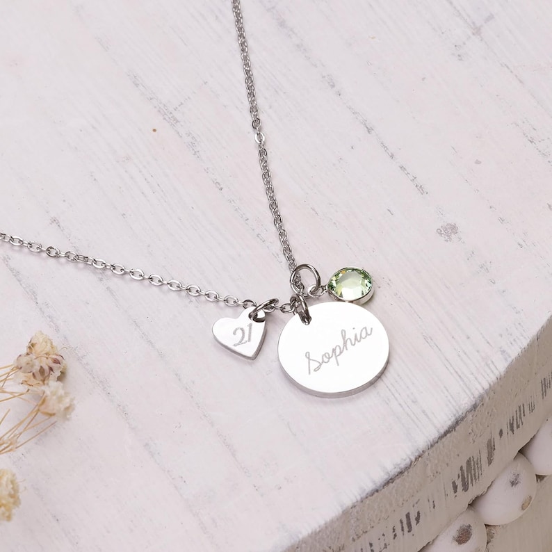Personalized Name Necklace with Birthstone, Sweet 16 Gift for Daughter, 10th 12th 13th Birthday Gift for Granddaughter, Custom Gold Jewelry image 6