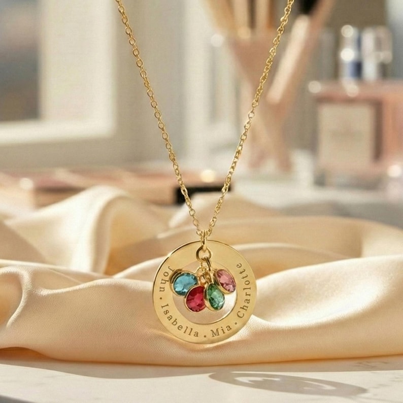 Personalized Birthstone Necklace for Mom • Custom Kids Names • Family Jewelry for Women • Mother’s Day Gift for Grandma • CGN1015 image 2
