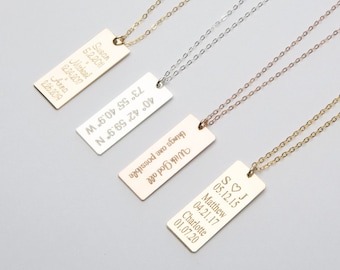 Custom Personalized Long Necklace-Personalized Memorial -Kids names -Note Drawing-Gold-Rose-Silver-CG289N_1.25X.5