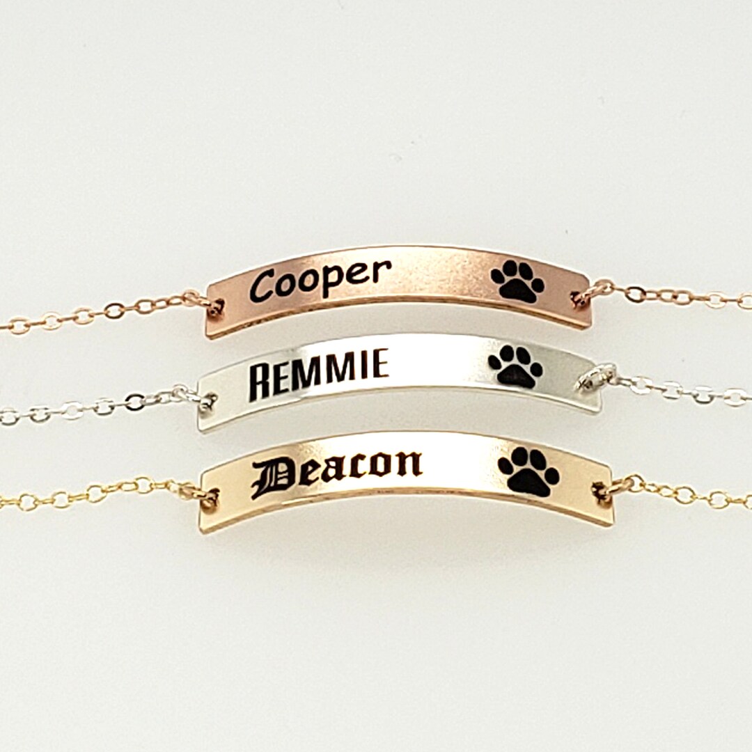 Dog Cat Paw Print Bracelet-personalized Pet Name - Etsy