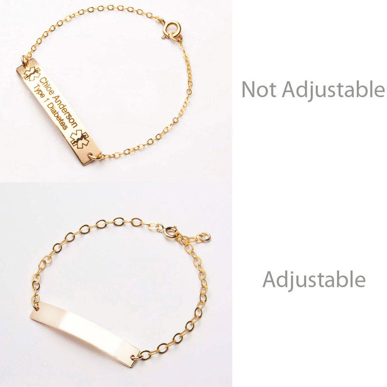 Medical Alert Bracelet-Custom Medical ID-Personalized Gold Bar Engraved-14K Gold Filled-Rose-Sterling Silver-CG289N_1.5X0.25 image 4