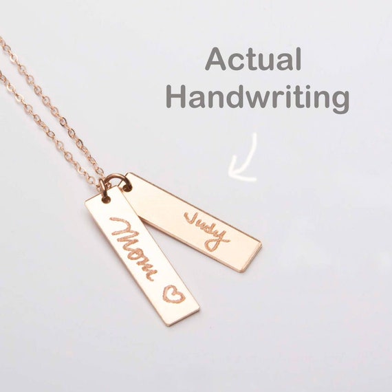Handwriting bar necklace sale