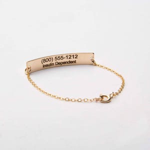 Medical Alert Bracelet-Custom Medical ID-Personalized Gold Bar Engraved-14K Gold Filled-Rose-Sterling Silver-CG289N_1.5X0.25 image 3