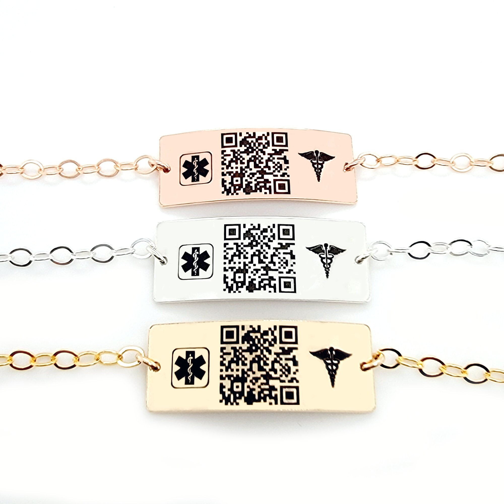 Medical Alert Bracelet With QR Code Custom Medical ID Etsy