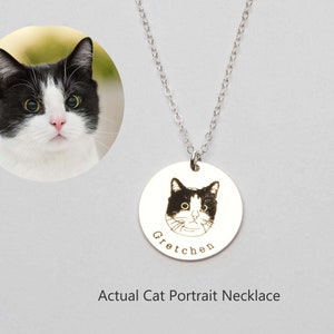 Custom Dog Portrait Necklace-Personalized Pet Photo Jewelry-Engraved Dog Cat-Memorial Loss-Pet Lover-Animal Adoption-Birthday Gift-CG362N_34 image 2