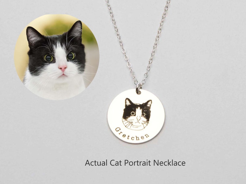 Custom Dog Portrait Necklace-Personalized Pet Photo Jewelry-Engraved Dog Cat-Memorial Loss-Pet Lover-Animal Adoption-Birthday Gift-CG362N_34 image 2